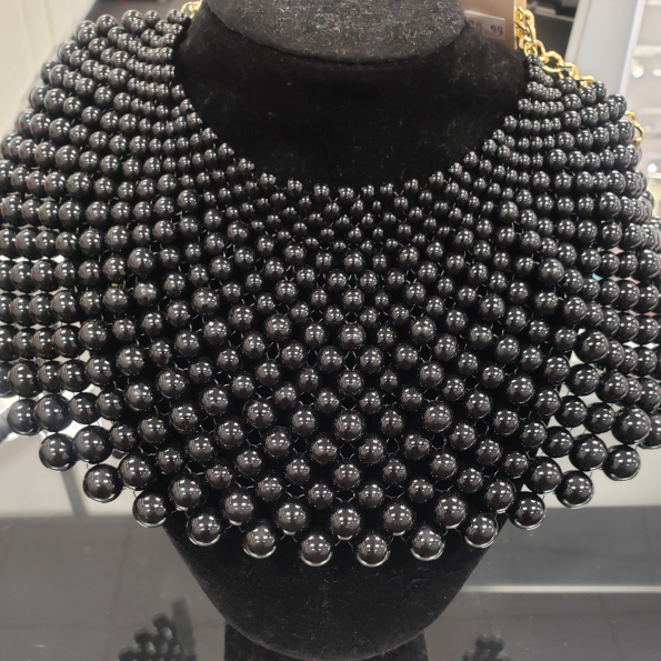 Large Black Bead Necklace