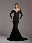 Bead Detail Mock Neck Mermaid Hem Wedding Dress