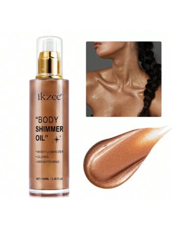 Body Shimmer Oil 100ml, Moisturizing Long Lasting Body Luminizer Face Brighten Oil