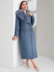 Modely Borg Collar Double Breasted Overcoats For Women’s