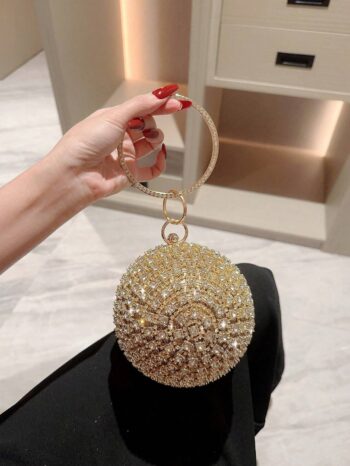 Moonlit EveBag Women's Fashion Round Ball-Shaped Rhinestone-Studded Glitter Evening Bag