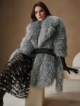 New Fashionable Women’s Belted Faux Fur Midi Coat