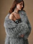 New Fashionable Women’s Belted Faux Fur Midi Coat