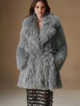 New Fashionable Women’s Belted Faux Fur Midi Coat