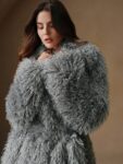 New Fashionable Women’s Belted Faux Fur Midi Coat